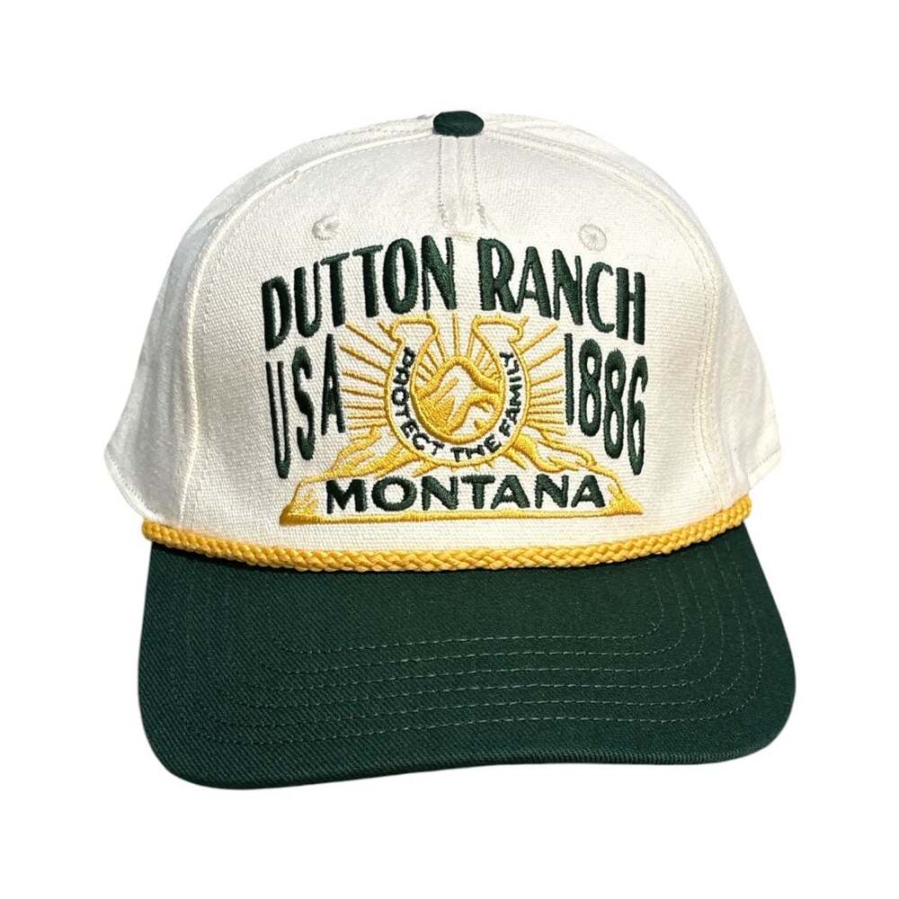 Yellowstone Dutton Ranch Rope Hat Green White SnapBack (NWT)